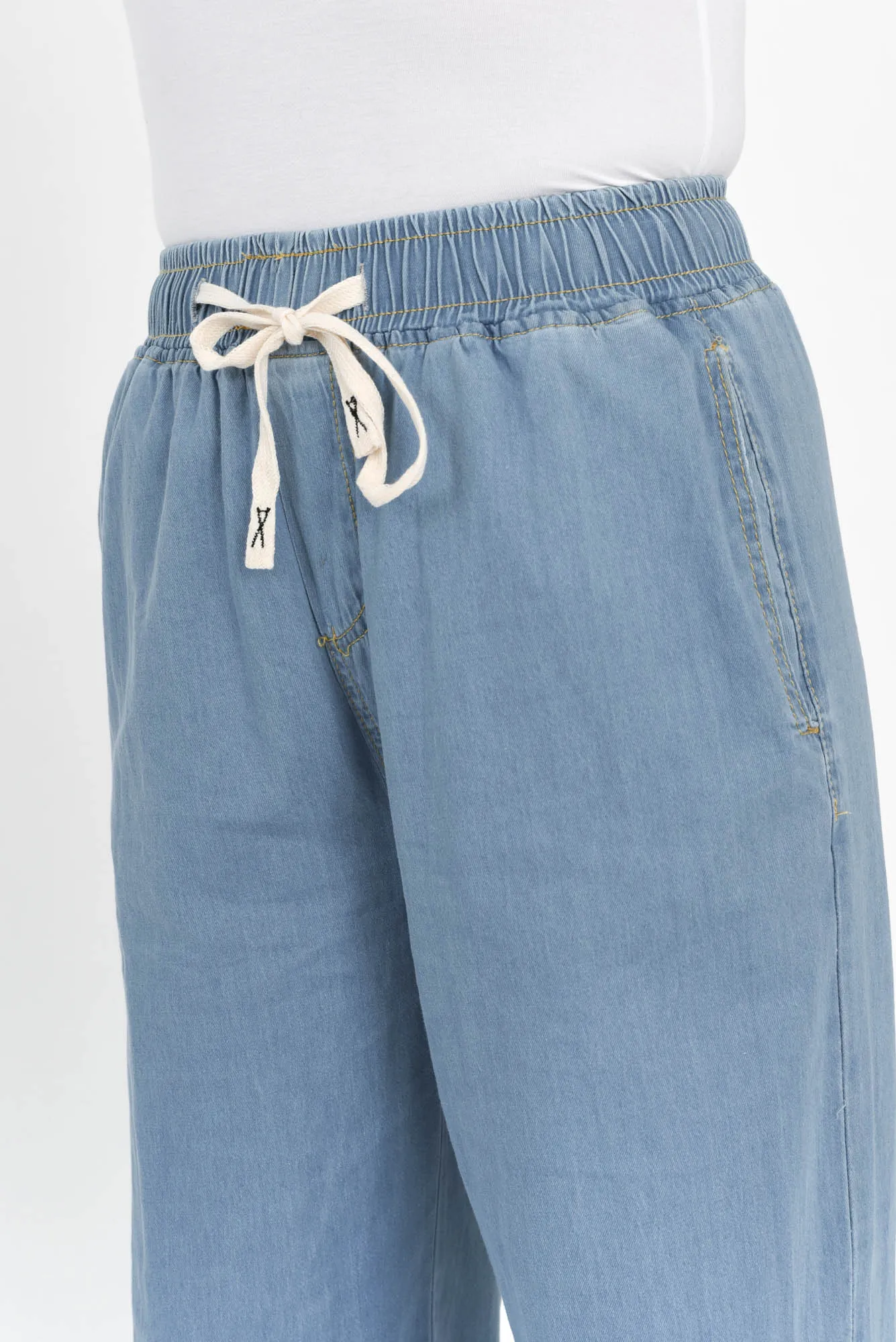 Caden Blue Chambray Cotton Tie Pants sold by Blue Bungalow product image thumbnail 3