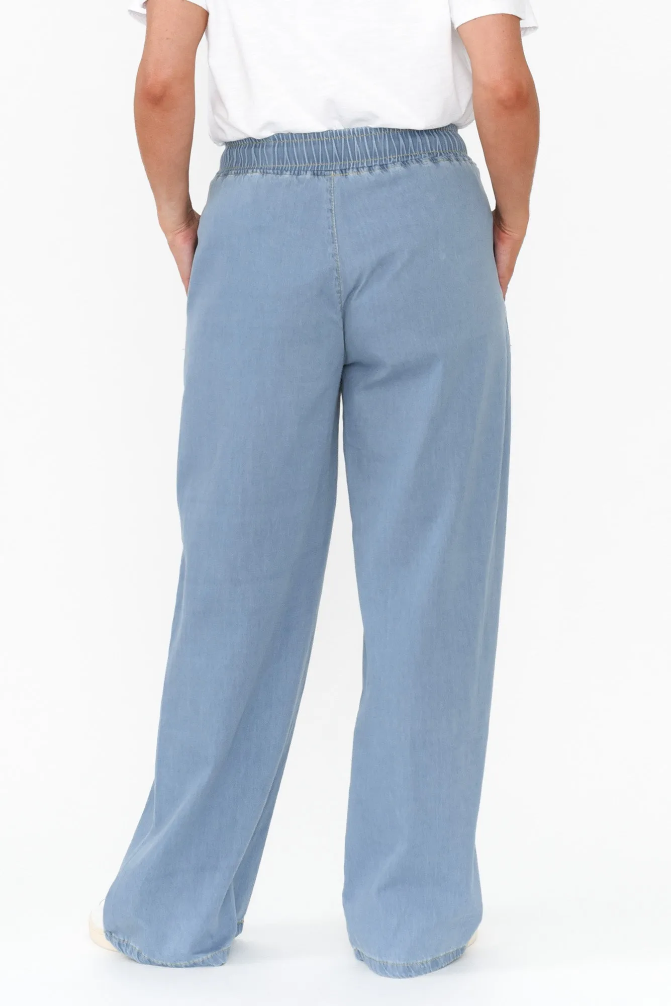 Caden Blue Chambray Cotton Tie Pants sold by Blue Bungalow product image thumbnail 5