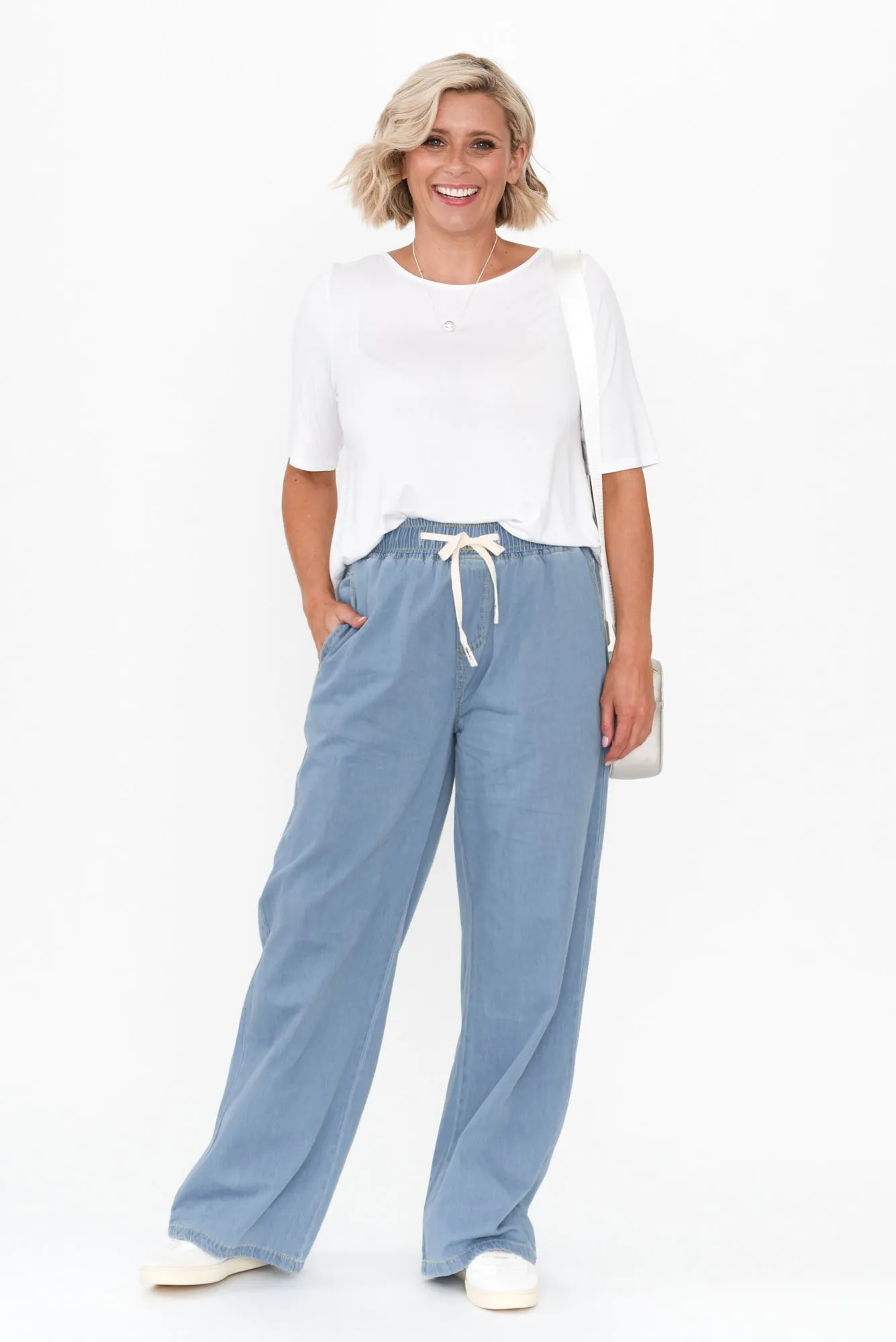 Caden Blue Chambray Cotton Tie Pants sold by Blue Bungalow product image thumbnail 2