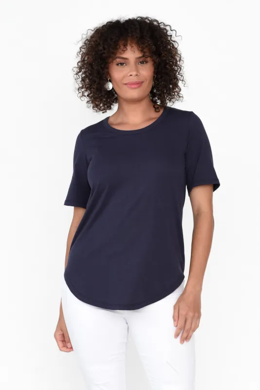 Ariana Navy Cotton Tee sold by Blue Bungalow
