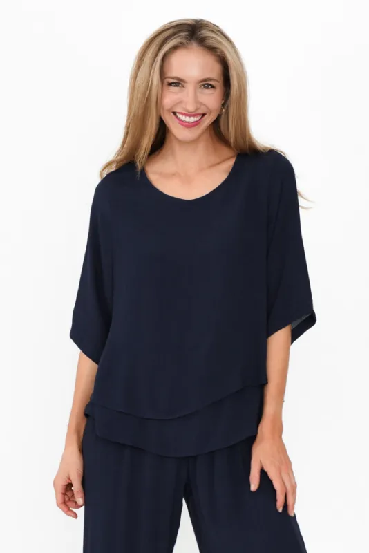 Liora Navy Layered Top sold by Blue Bungalow