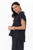 Vault Navy Cupro Collared Top sold by Blue Bungalow