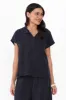 Vault Navy Cupro Collared Top sold by Blue Bungalow