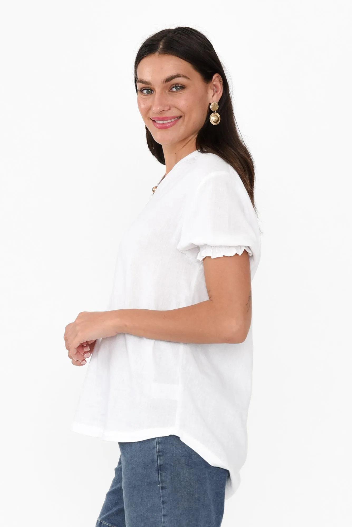 Loretta White Linen Blend Top sold by Blue Bungalow product image thumbnail 3
