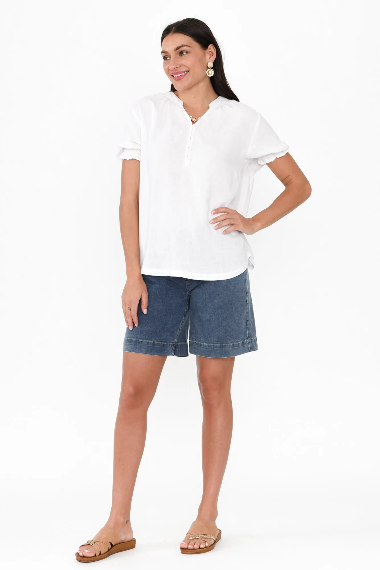 Loretta White Linen Blend Top sold by Blue Bungalow product image thumbnail 2