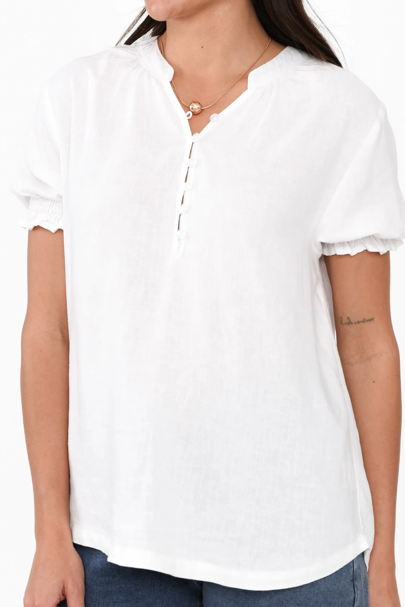 Loretta White Linen Blend Top sold by Blue Bungalow product image thumbnail 5