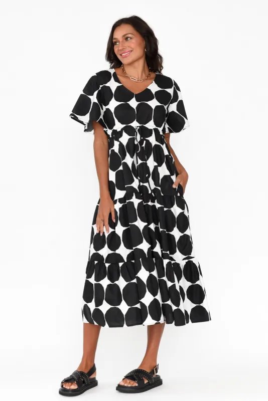 Kasey Black Spot Cotton Poplin Dress sold by Blue Bungalow
