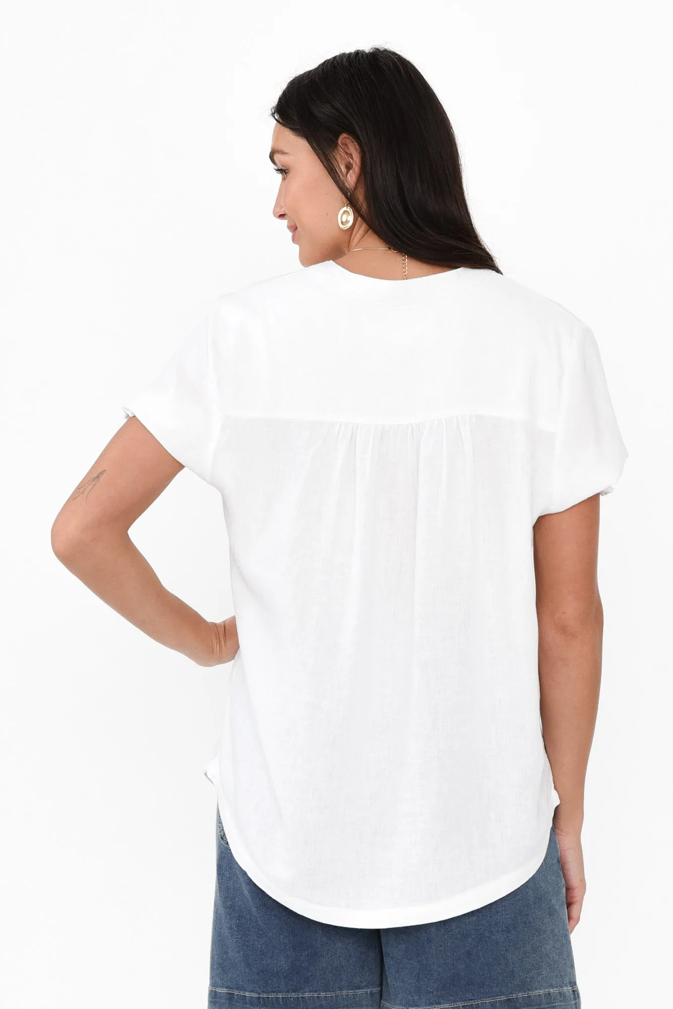 Loretta White Linen Blend Top sold by Blue Bungalow product image thumbnail 4