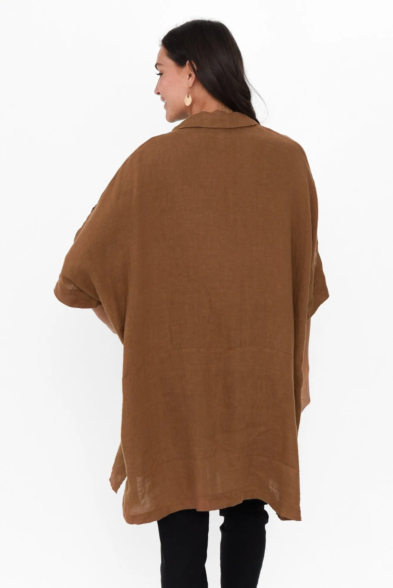 McKenna Mocha Linen Button Tunic sold by Blue Bungalow product image thumbnail 4