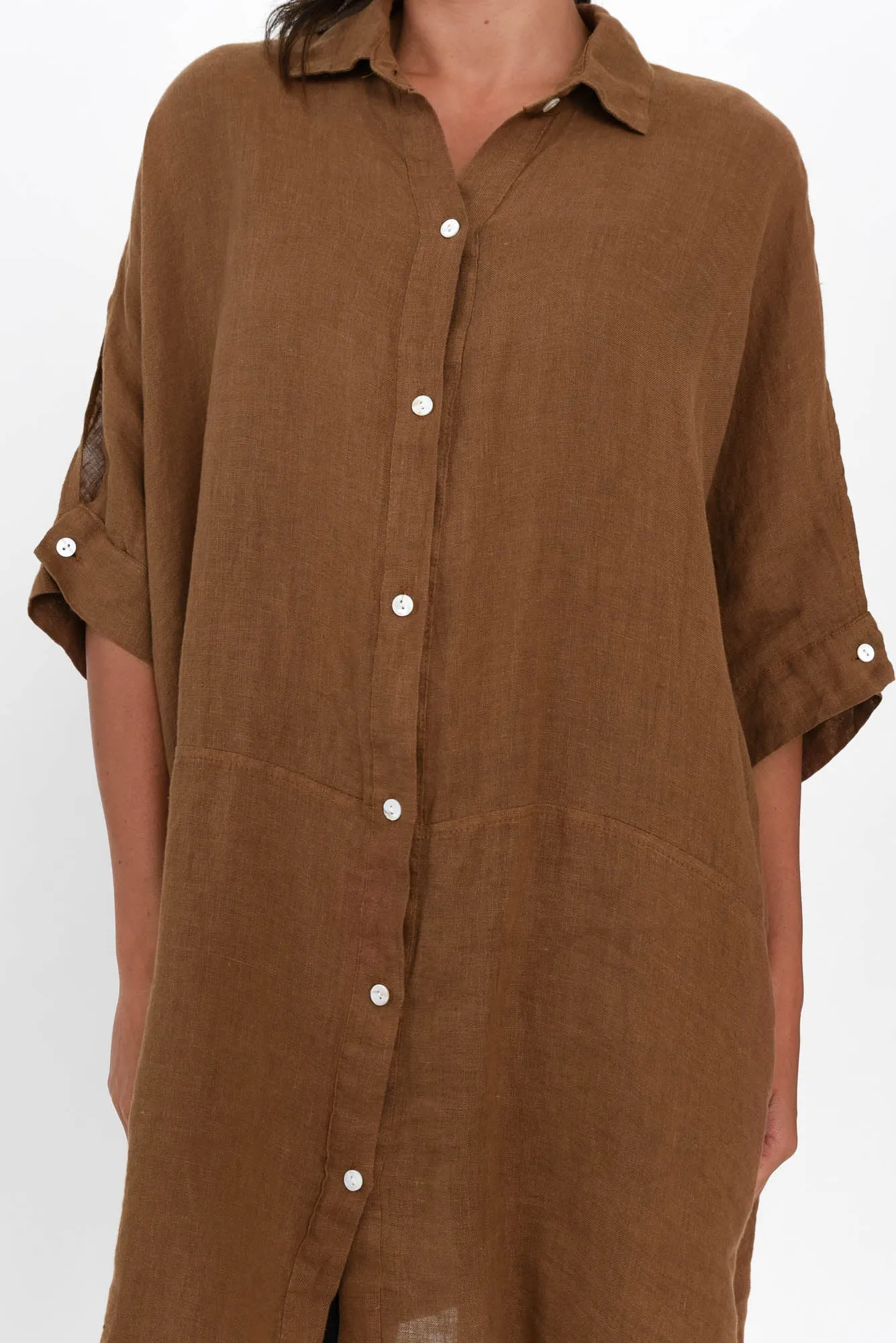 McKenna Mocha Linen Button Tunic sold by Blue Bungalow product image thumbnail 5