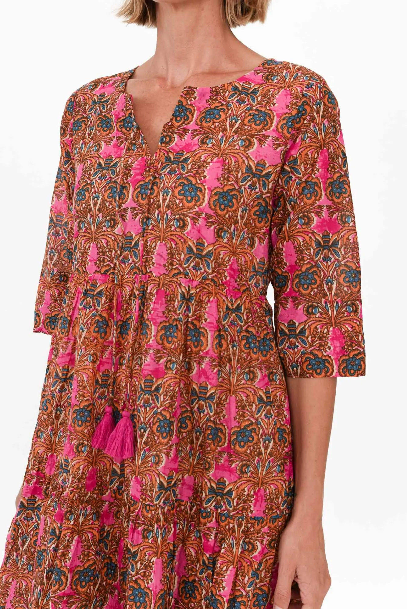 Milana Rust Abstract Crinkle Cotton Dress sold by Blue Bungalow product image thumbnail 5