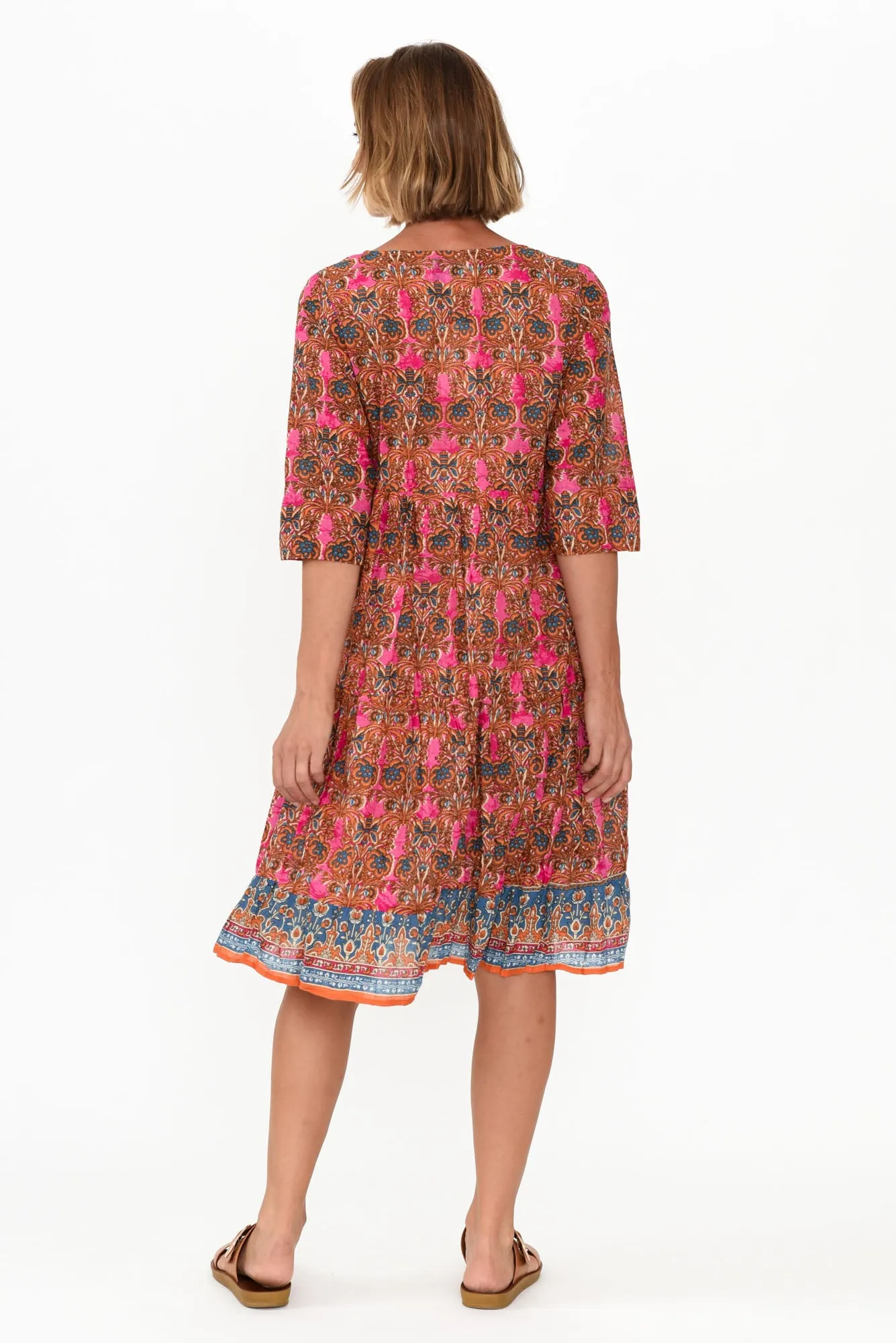 Milana Rust Abstract Crinkle Cotton Dress sold by Blue Bungalow product image thumbnail 4