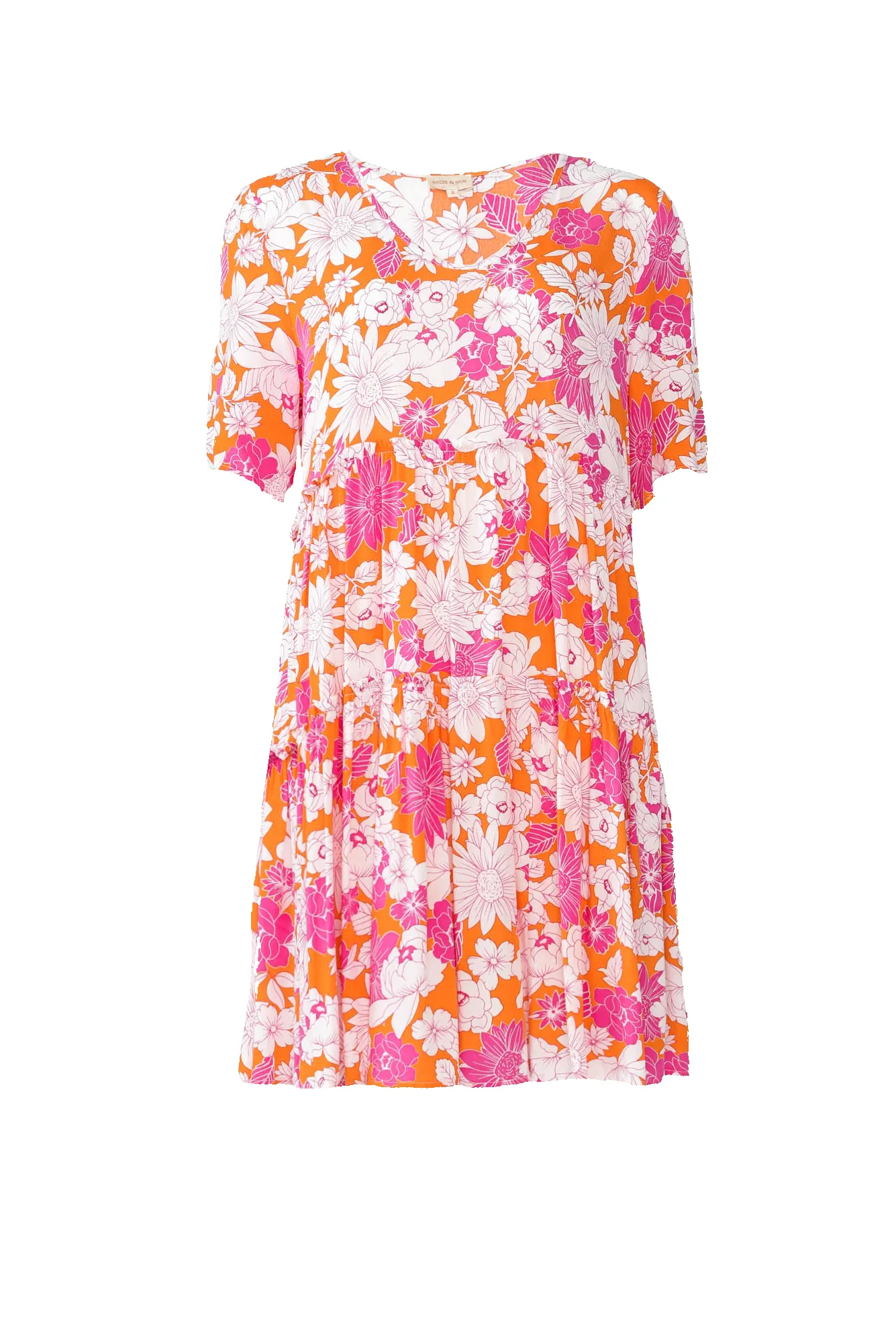 Denver Orange Flower Tier Dress sold by Blue Bungalow product image thumbnail 3