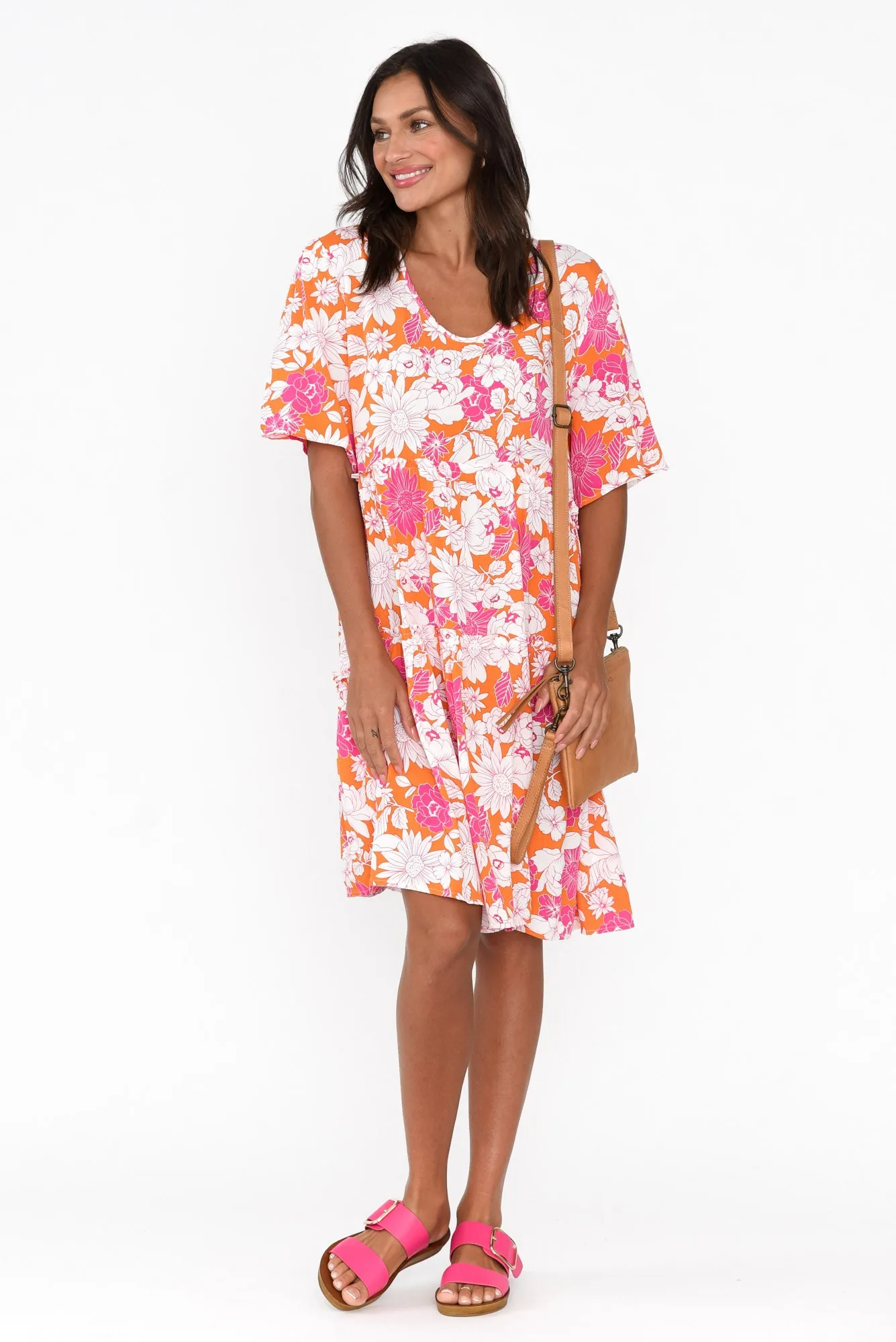 Denver Orange Flower Tier Dress sold by Blue Bungalow product image thumbnail 2