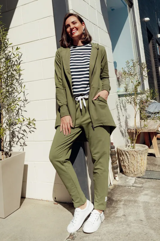 Mara Khaki Zip Hooded Jacket sold by Blue Bungalow