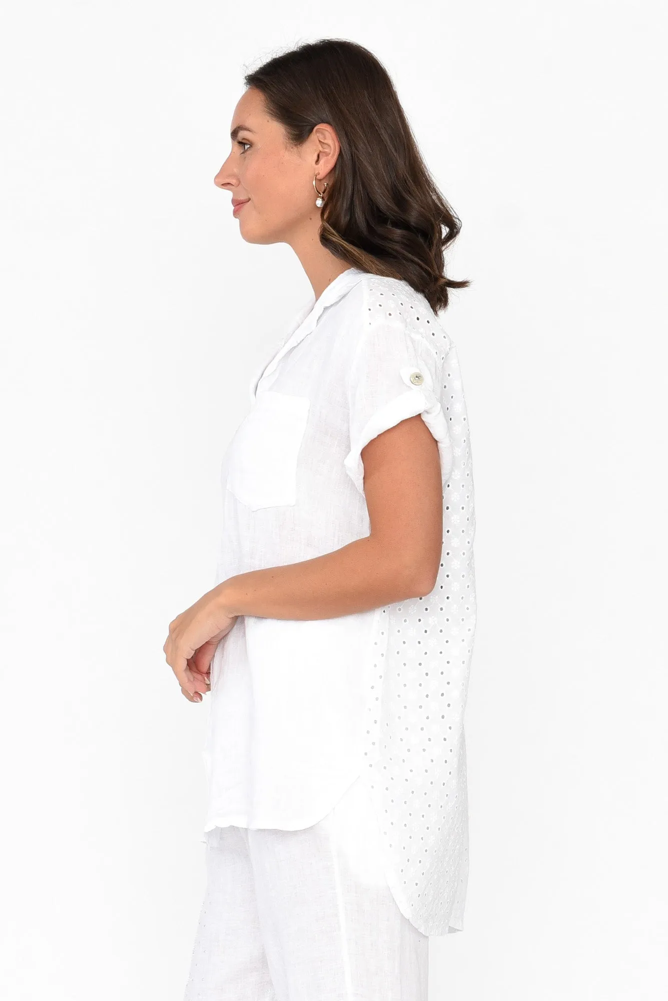 Nalda White Leopard Linen Shirt sold by Blue Bungalow product image thumbnail 4