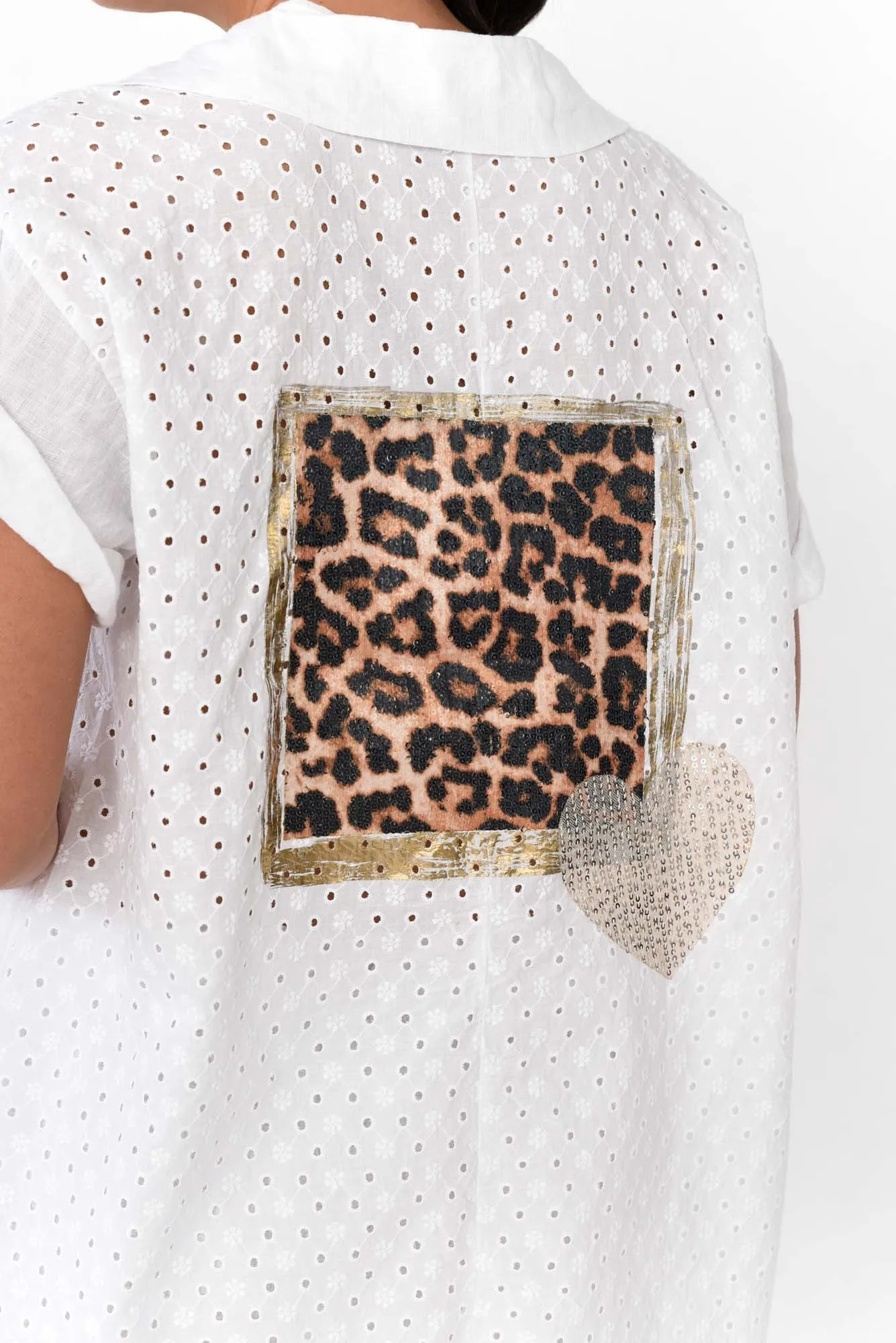 Nalda White Leopard Linen Shirt sold by Blue Bungalow product image thumbnail 3
