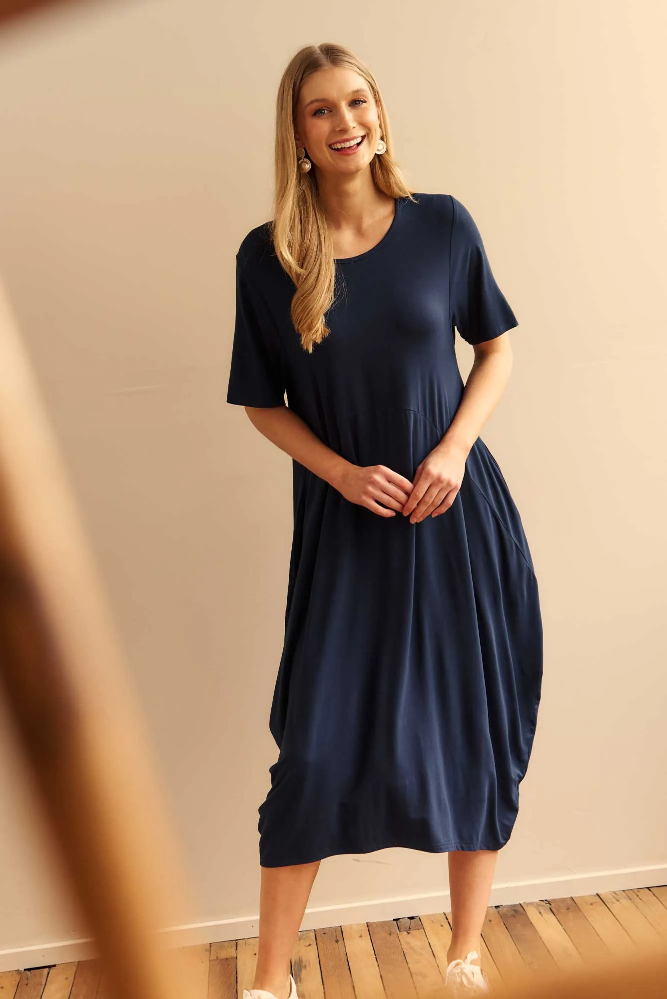 Samiya Navy Bamboo Dress sold by Blue Bungalow