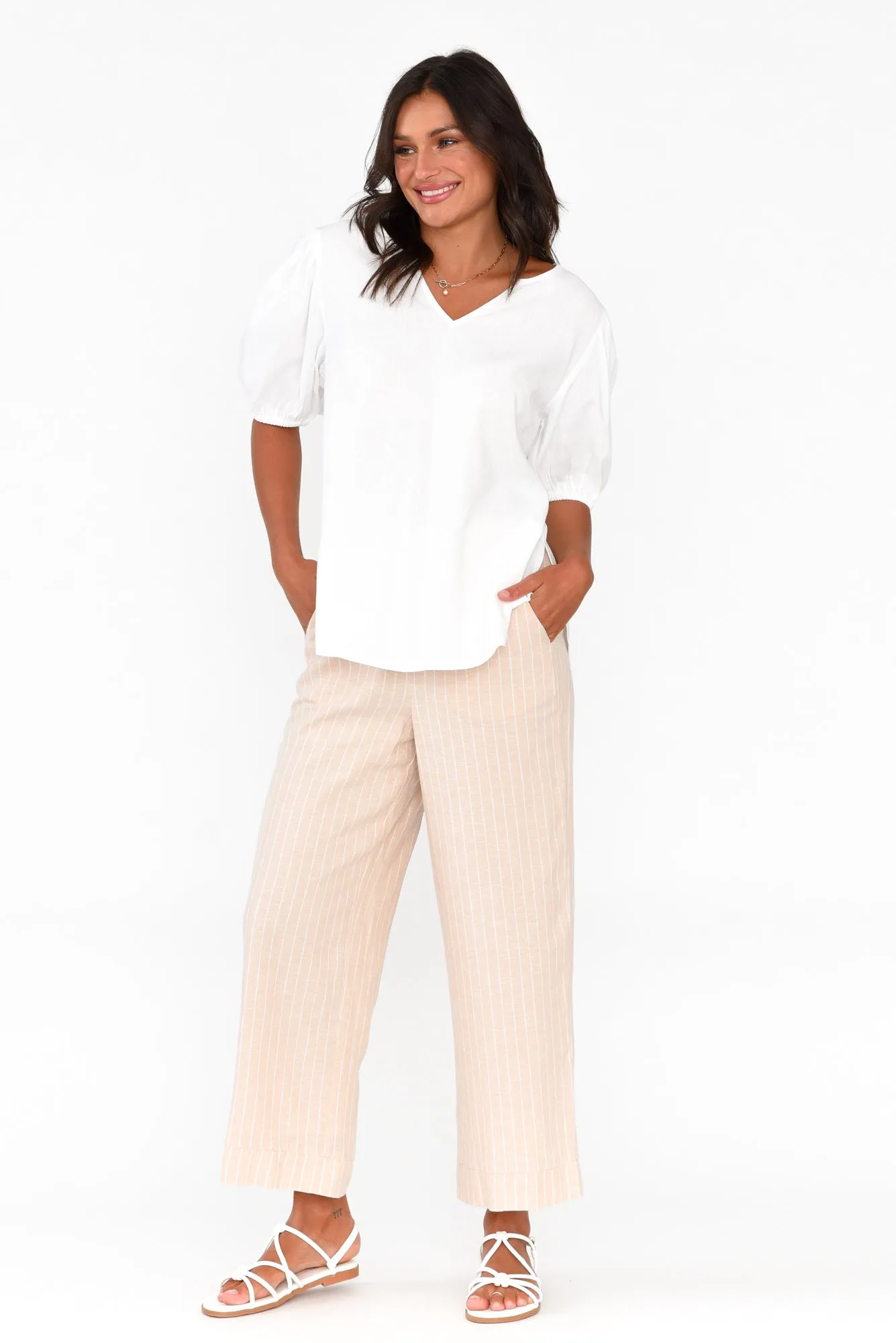 Parker Natural Stripe Linen Blend Pants sold by Blue Bungalow product image thumbnail 2