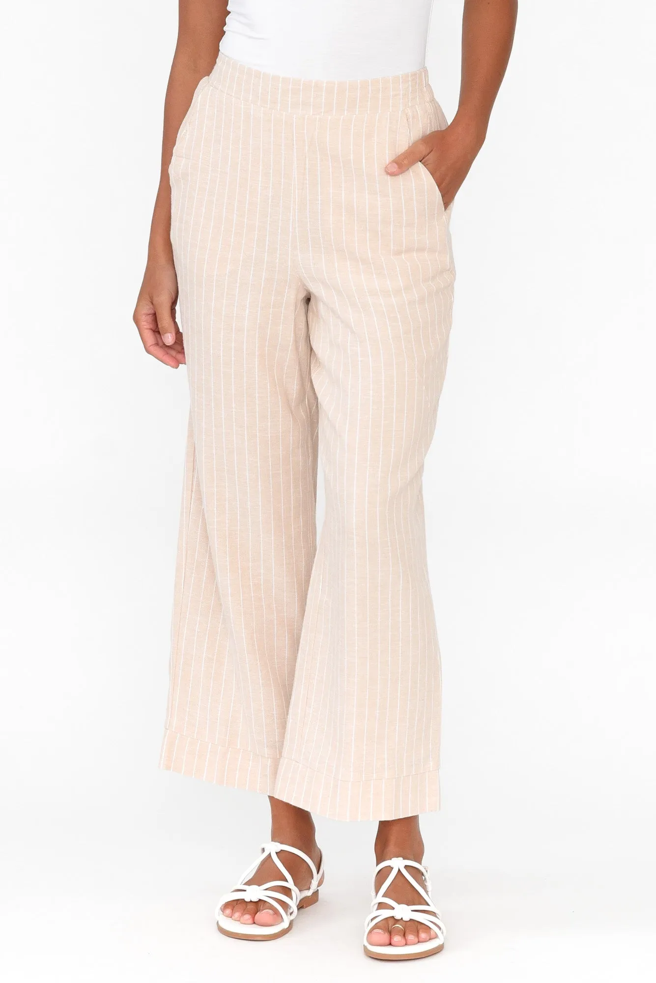 Parker Natural Stripe Linen Blend Pants sold by Blue Bungalow