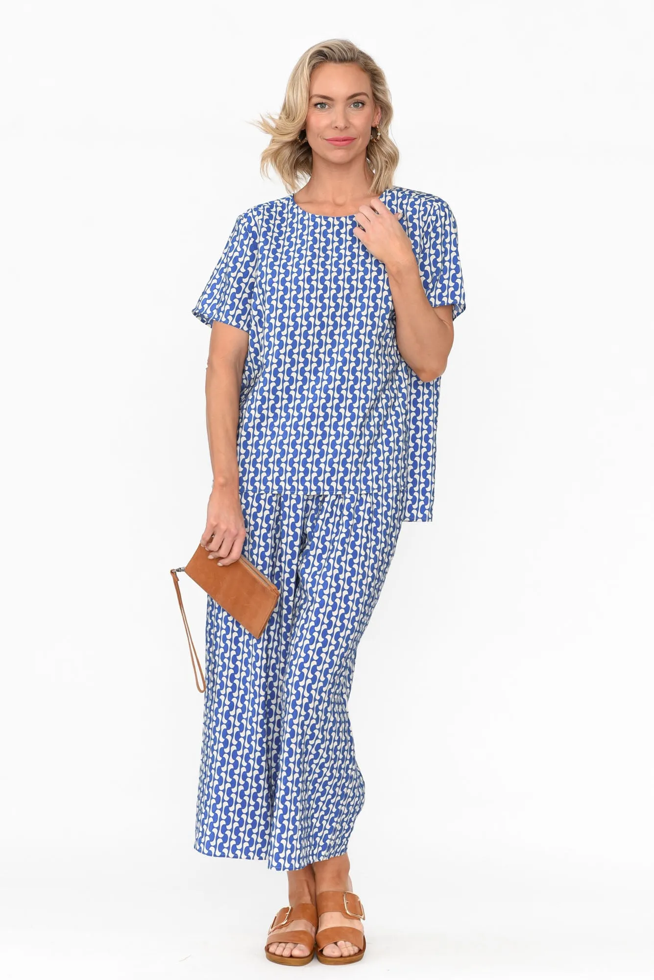 Orella Blue Geo Wide Leg Pants sold by Blue Bungalow product image thumbnail 2