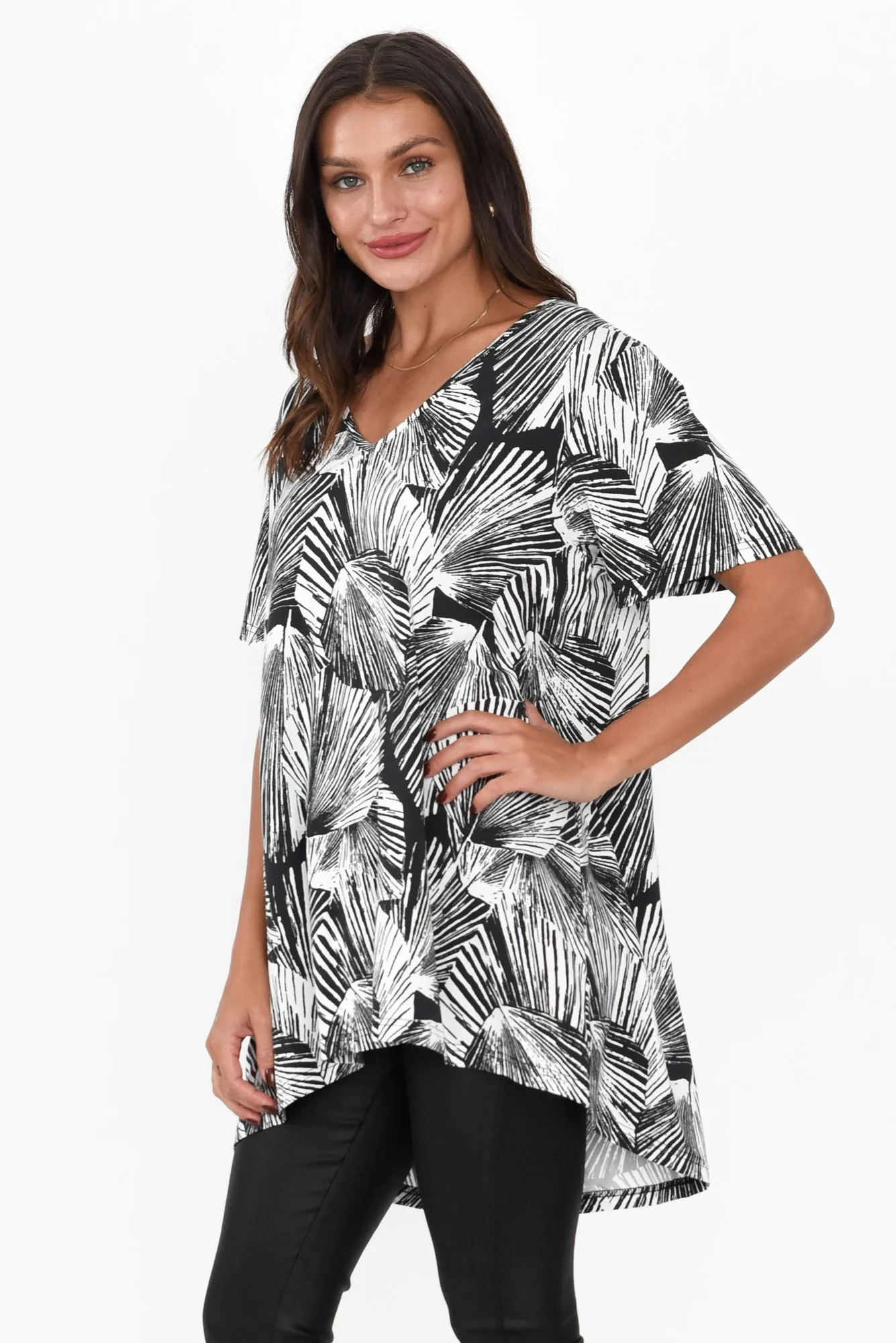 Novella Black Palm Bamboo Top sold by Blue Bungalow product image thumbnail 3