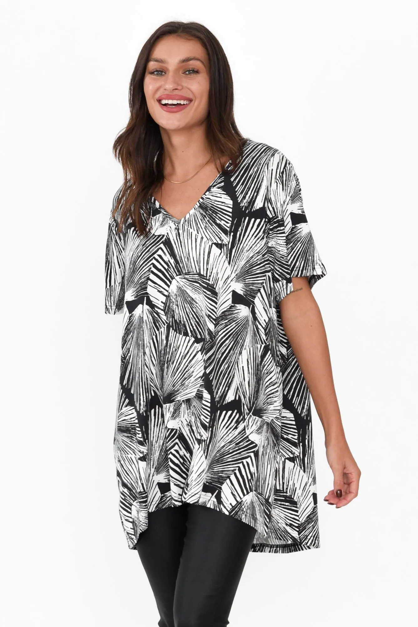 Novella Black Palm Bamboo Top sold by Blue Bungalow
