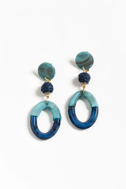 Kazimira Blue Oval Drop Earrings sold by Blue Bungalow