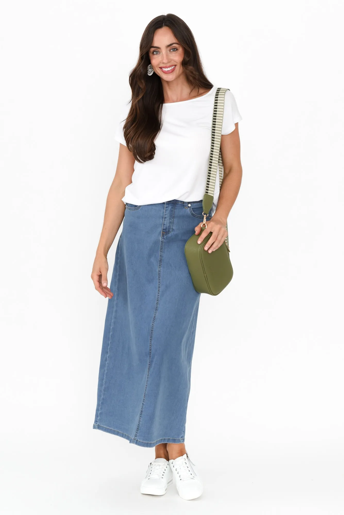 Stevie Blue Denim Skirt sold by Blue Bungalow product image thumbnail 2