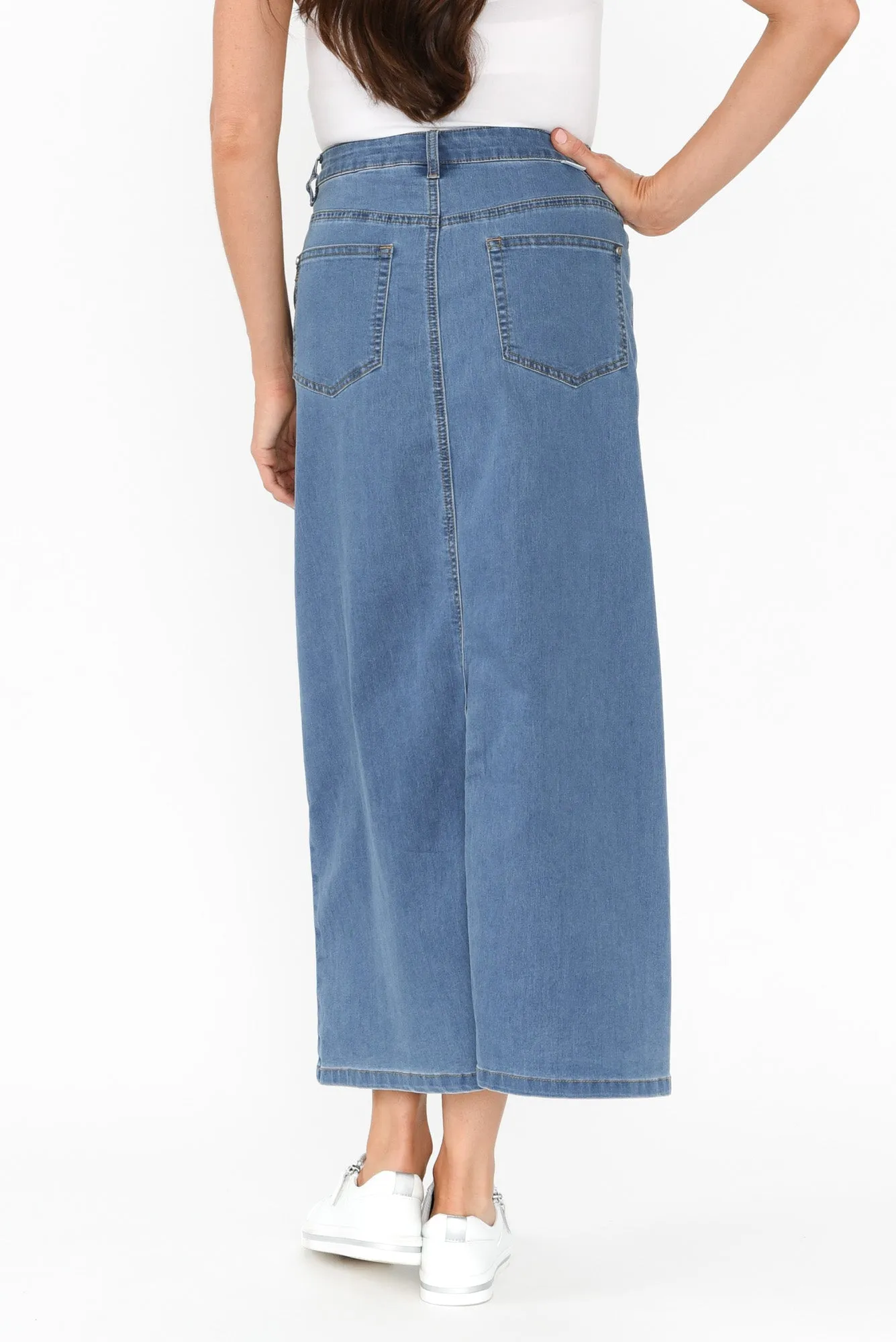 Stevie Blue Denim Skirt sold by Blue Bungalow product image thumbnail 4