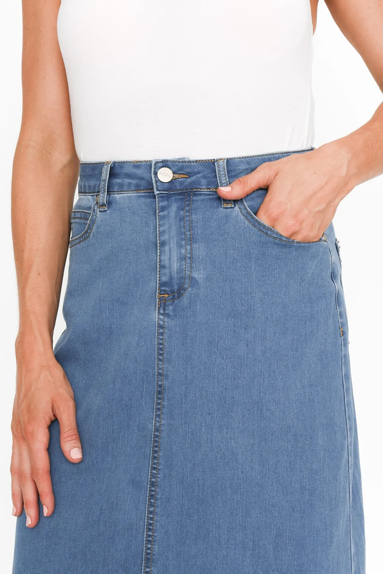 Stevie Blue Denim Skirt sold by Blue Bungalow product image thumbnail 5
