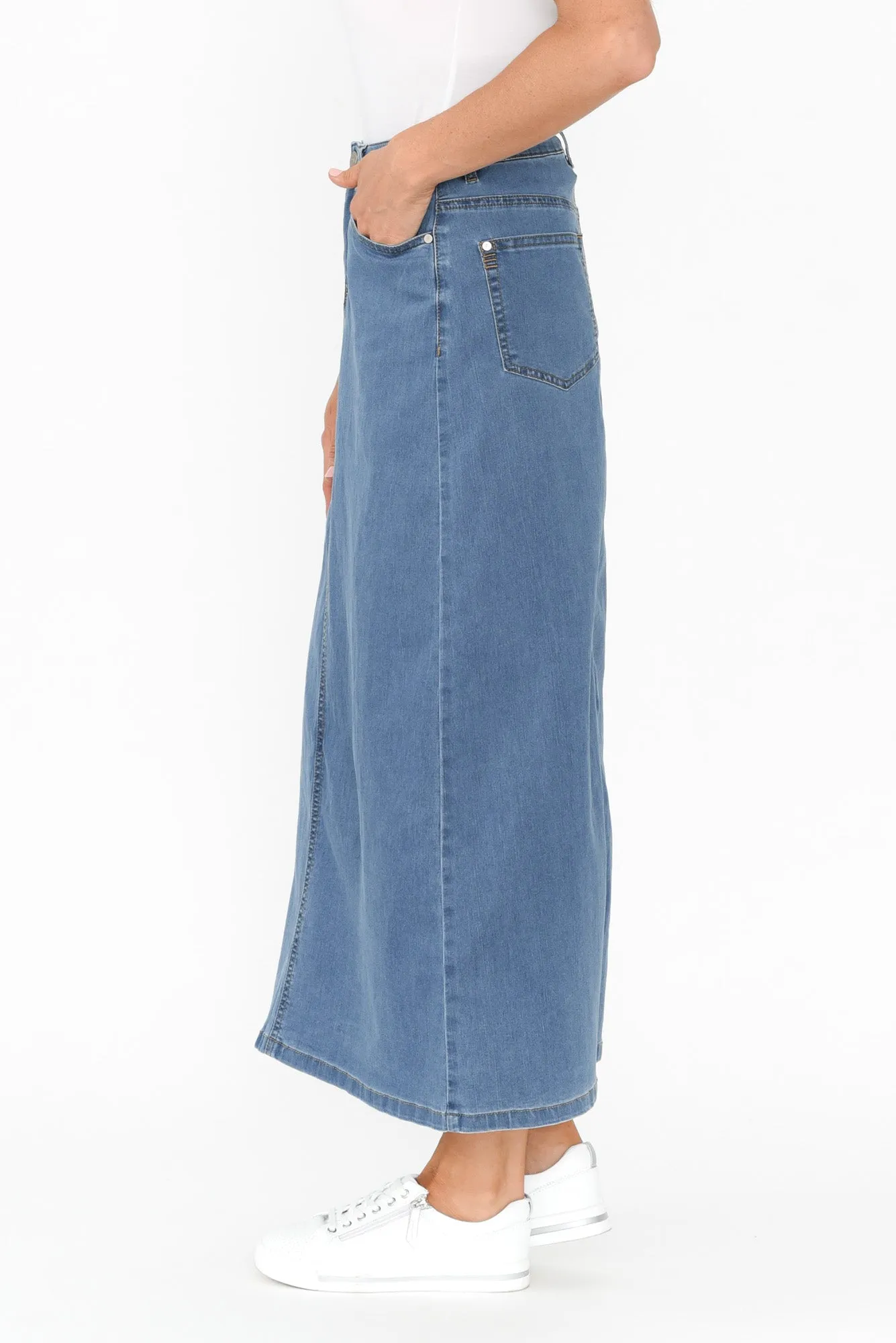 Stevie Blue Denim Skirt sold by Blue Bungalow product image thumbnail 3