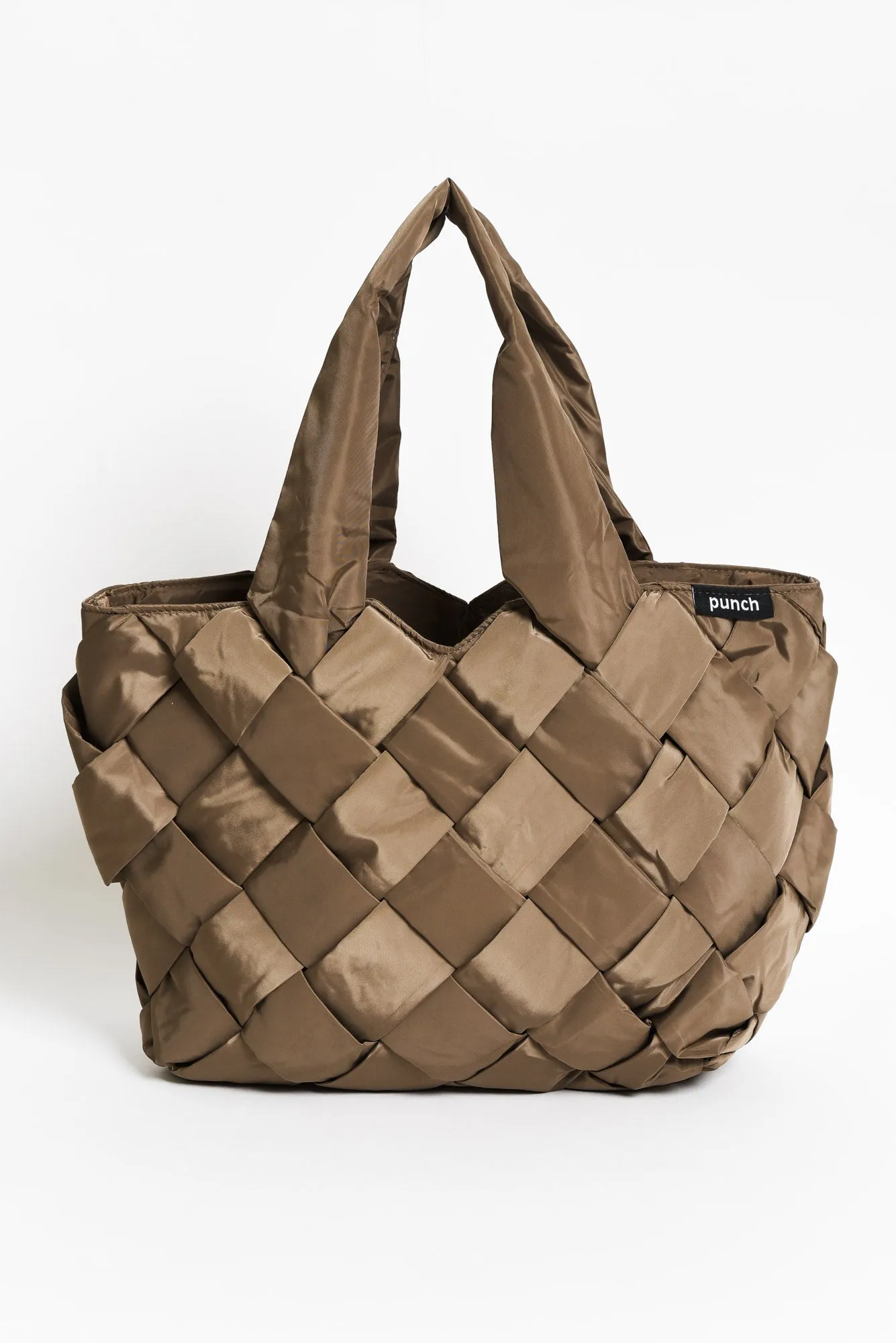 Ashaya Mocha Platted Puffer Tote Bag sold by Blue Bungalow