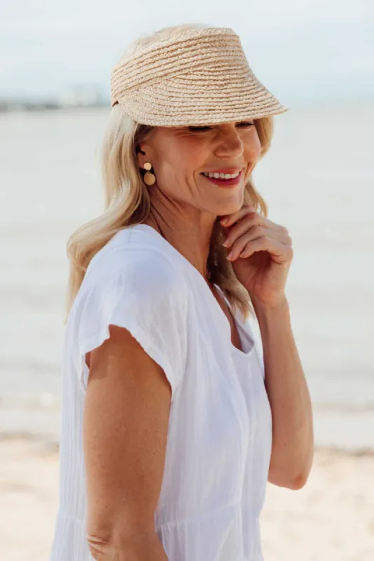 Noosa Natural Raffia Travel Visor sold by Blue Bungalow