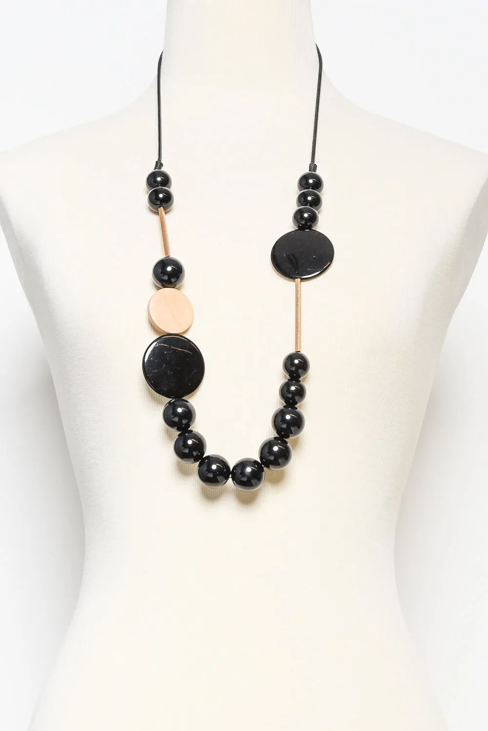 Bondi Black Circle Wood Necklace sold by Blue Bungalow product image thumbnail 2