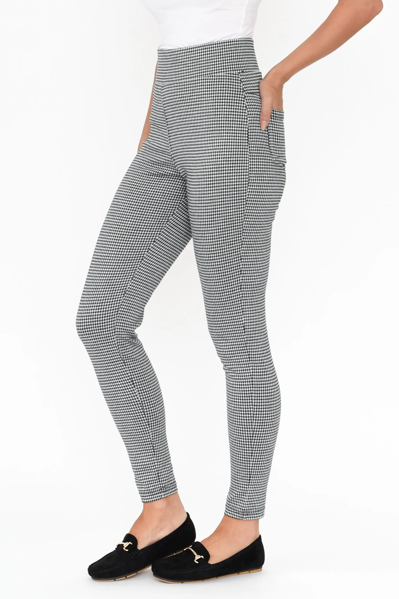 Piera Black Houndstooth Ponte Leggings sold by Blue Bungalow product image thumbnail 3