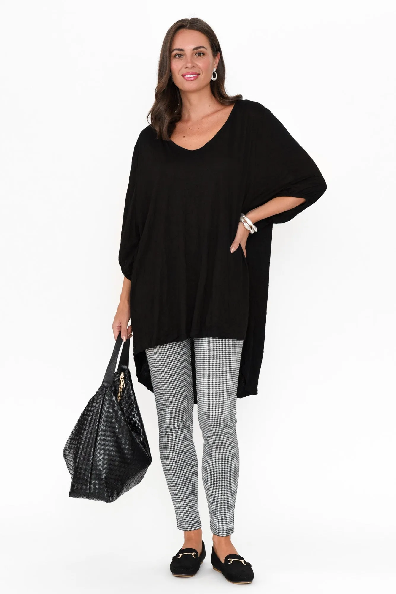 Piera Black Houndstooth Ponte Leggings sold by Blue Bungalow product image thumbnail 2