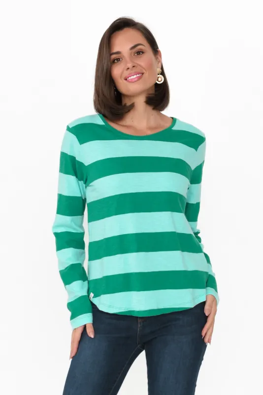 Spritz Green Stripe Long Sleeve Tee sold by Blue Bungalow