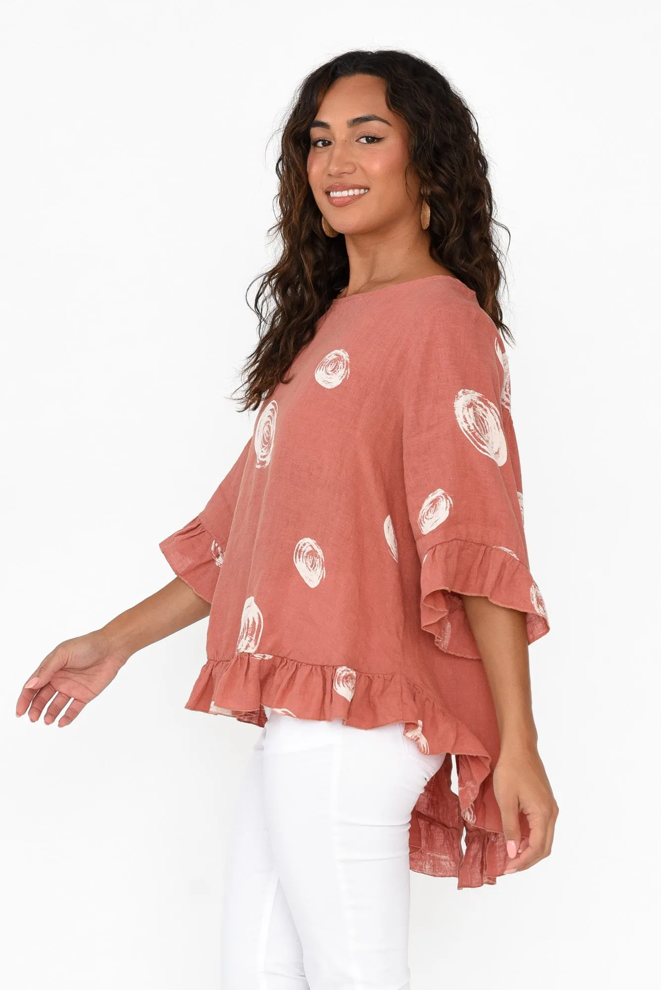 Fitzgerald Rust Spot Linen Frill Top sold by Blue Bungalow product image thumbnail 5