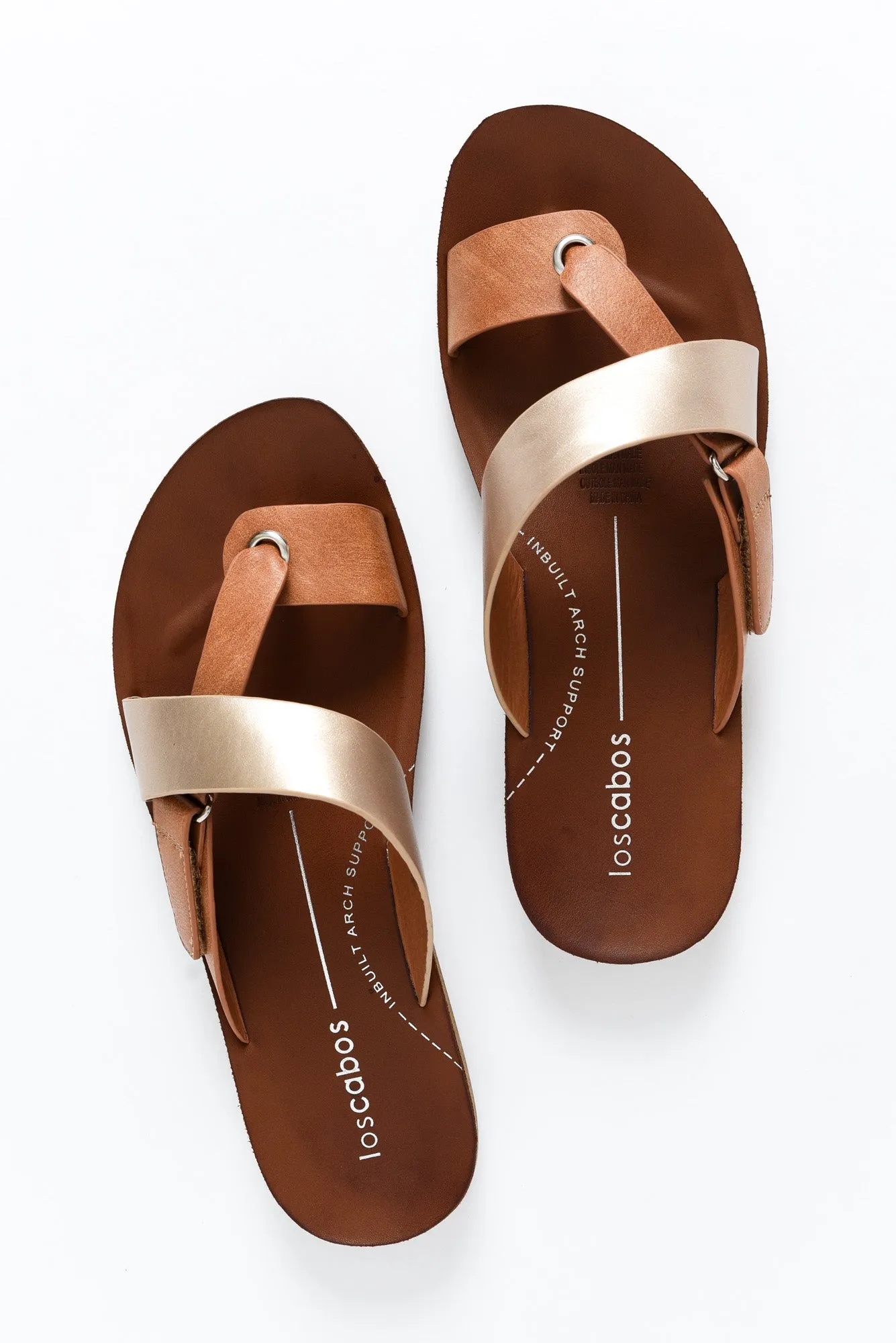 Bry Gold Tan Multi Strap Slide sold by Blue Bungalow product image thumbnail 5