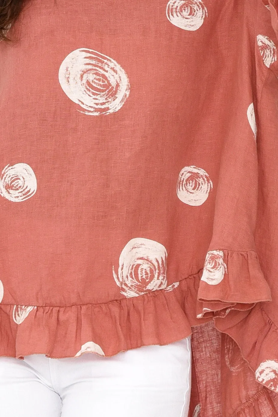 Fitzgerald Rust Spot Linen Frill Top sold by Blue Bungalow product image thumbnail 4