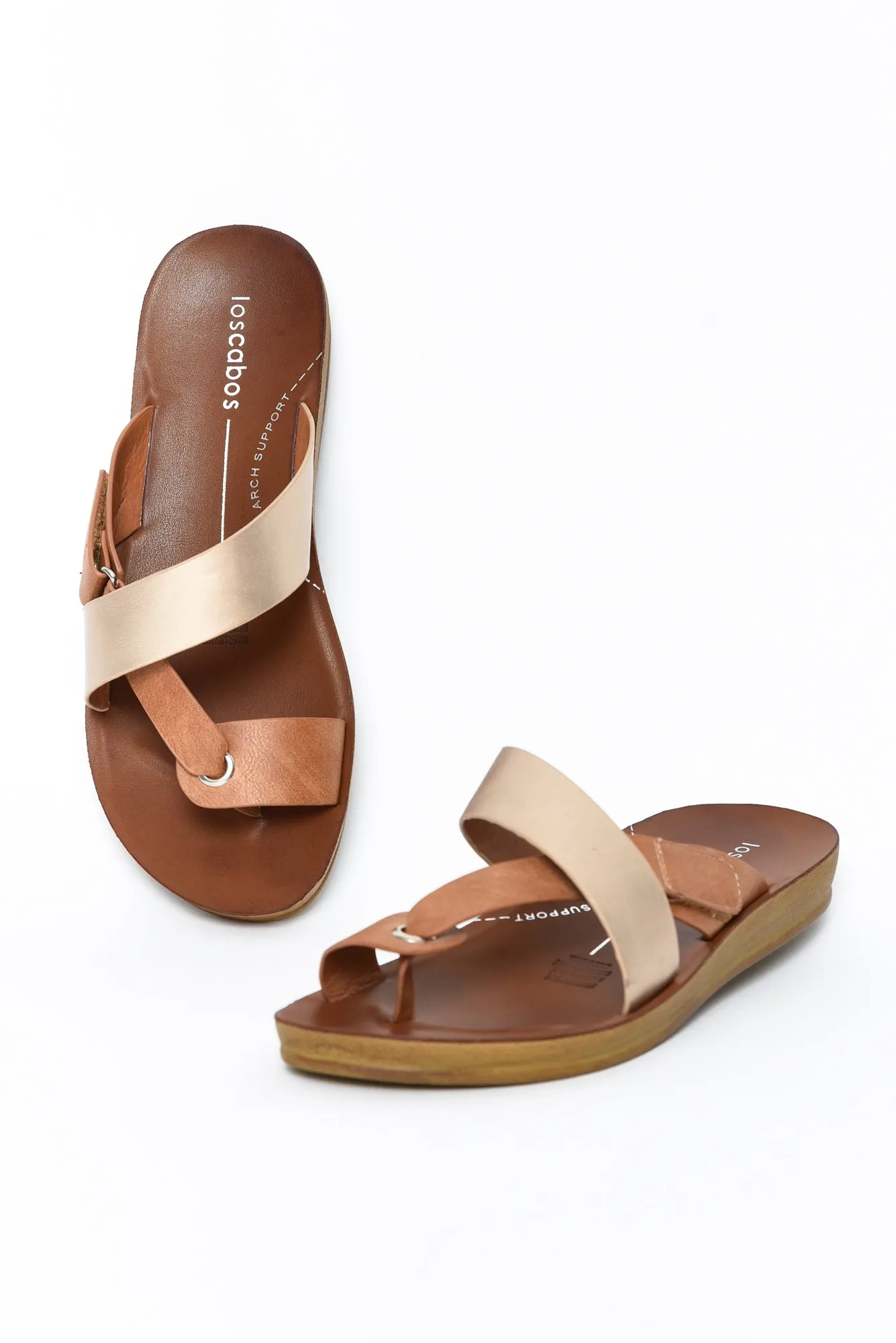 Bry Gold Tan Multi Strap Slide sold by Blue Bungalow product image thumbnail 2