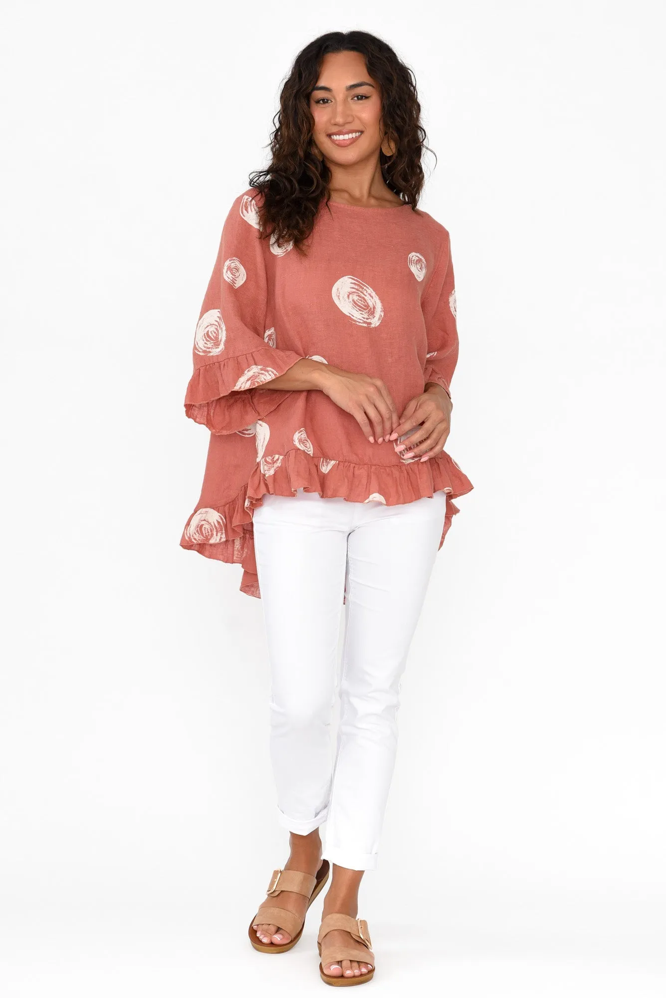 Fitzgerald Rust Spot Linen Frill Top sold by Blue Bungalow product image thumbnail 3