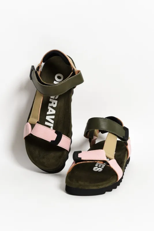 Cohen Khaki Leather Velcro Sandal sold by Blue Bungalow