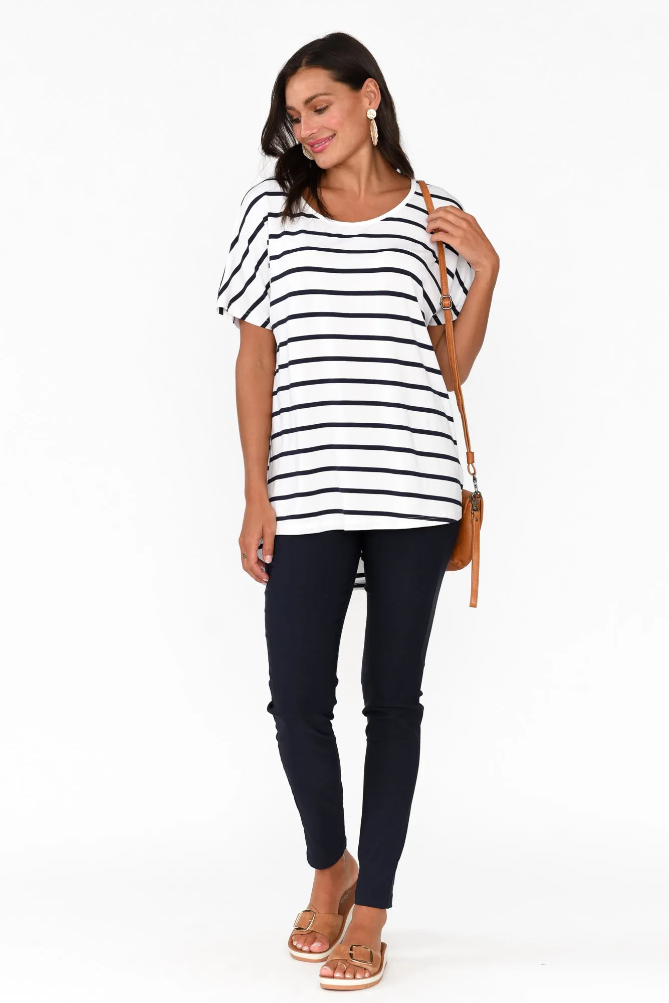 Danya White Stripe Bamboo Top sold by Blue Bungalow product image thumbnail 3