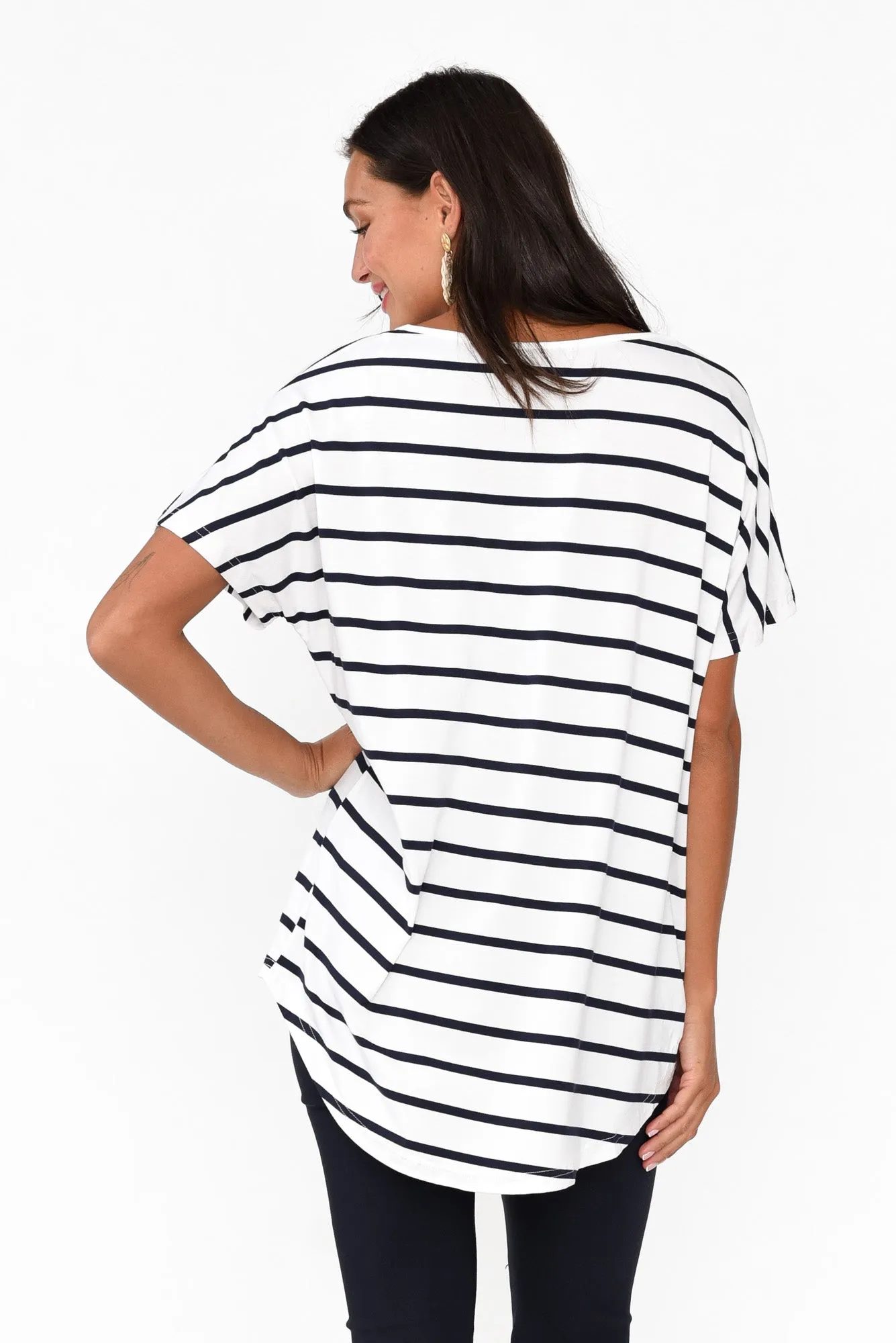 Danya White Stripe Bamboo Top sold by Blue Bungalow product image thumbnail 5