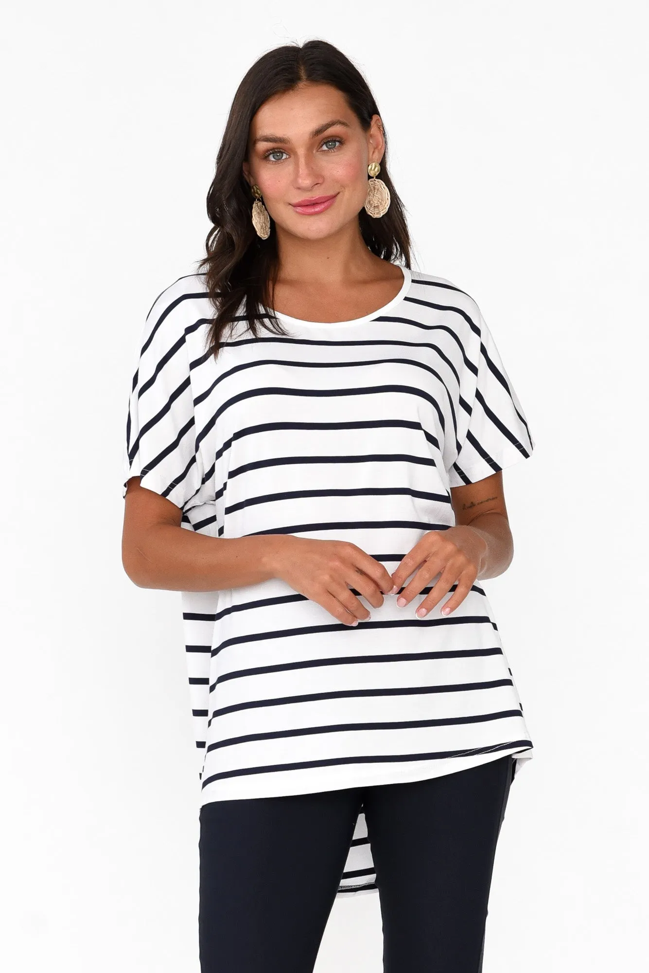 Danya White Stripe Bamboo Top sold by Blue Bungalow product image thumbnail 2