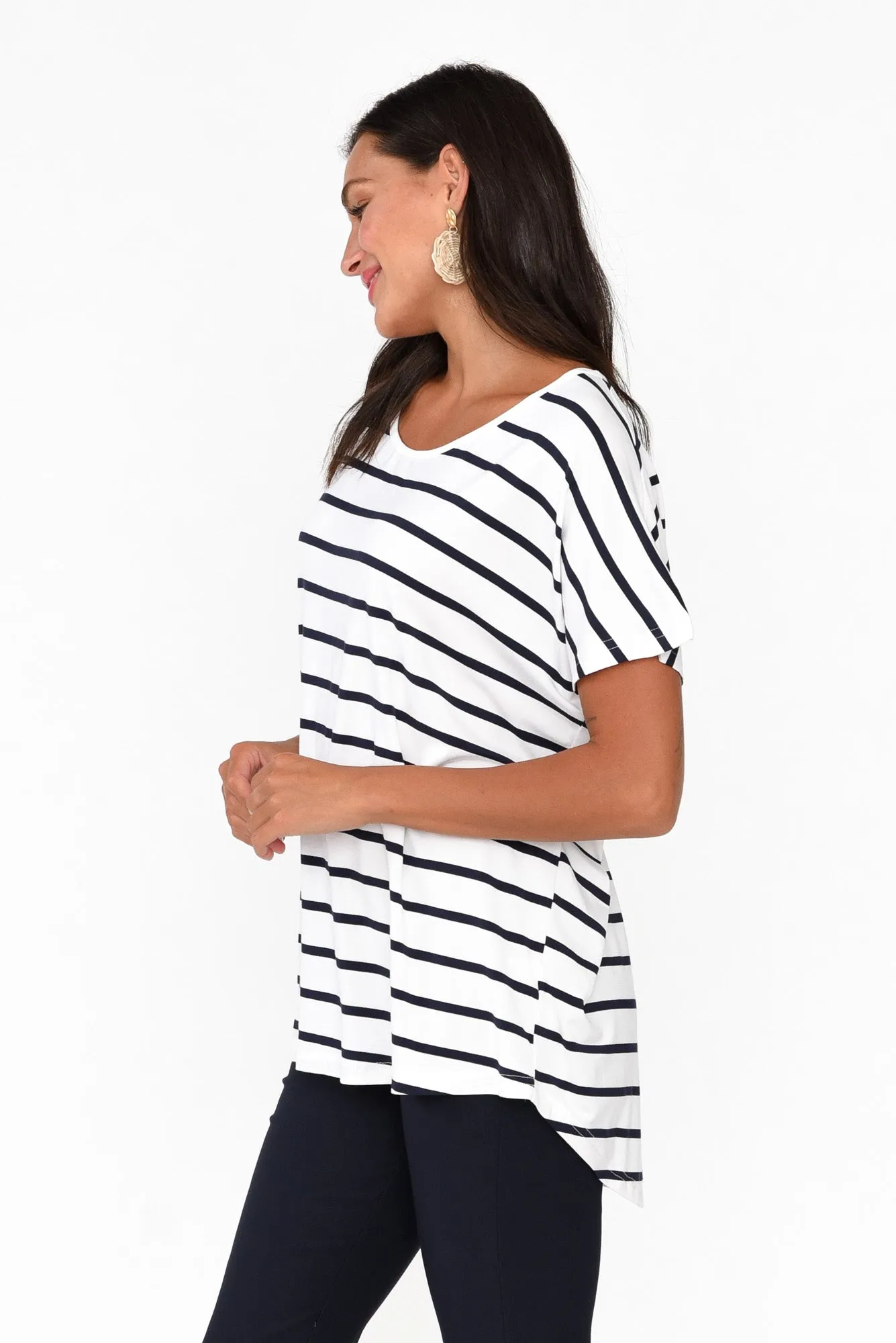 Danya White Stripe Bamboo Top sold by Blue Bungalow product image thumbnail 4