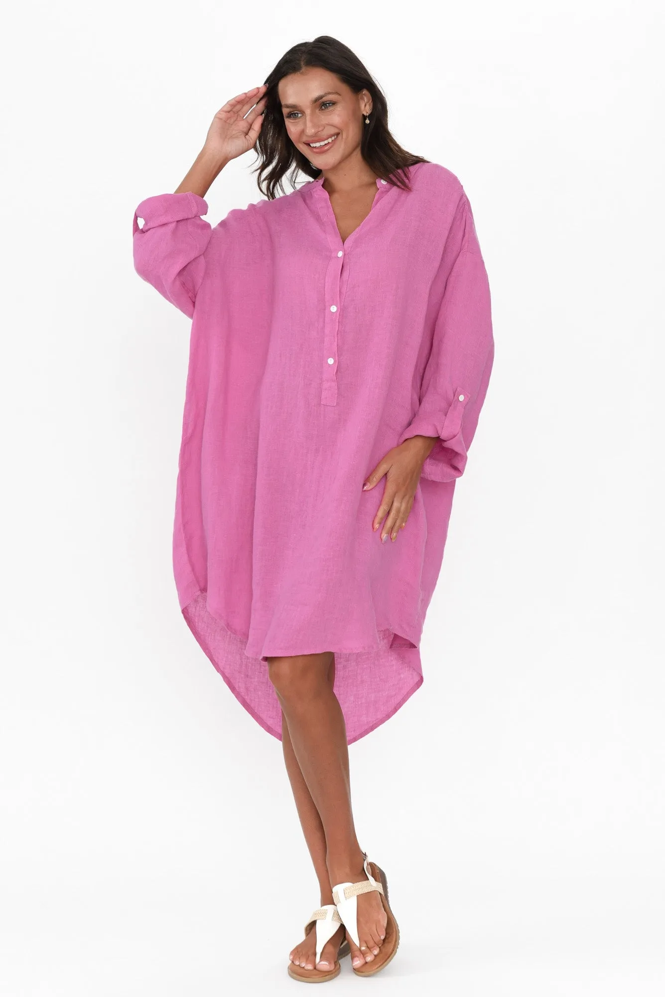 Mischa Pink Linen Shirt Dress sold by Blue Bungalow product image thumbnail 2