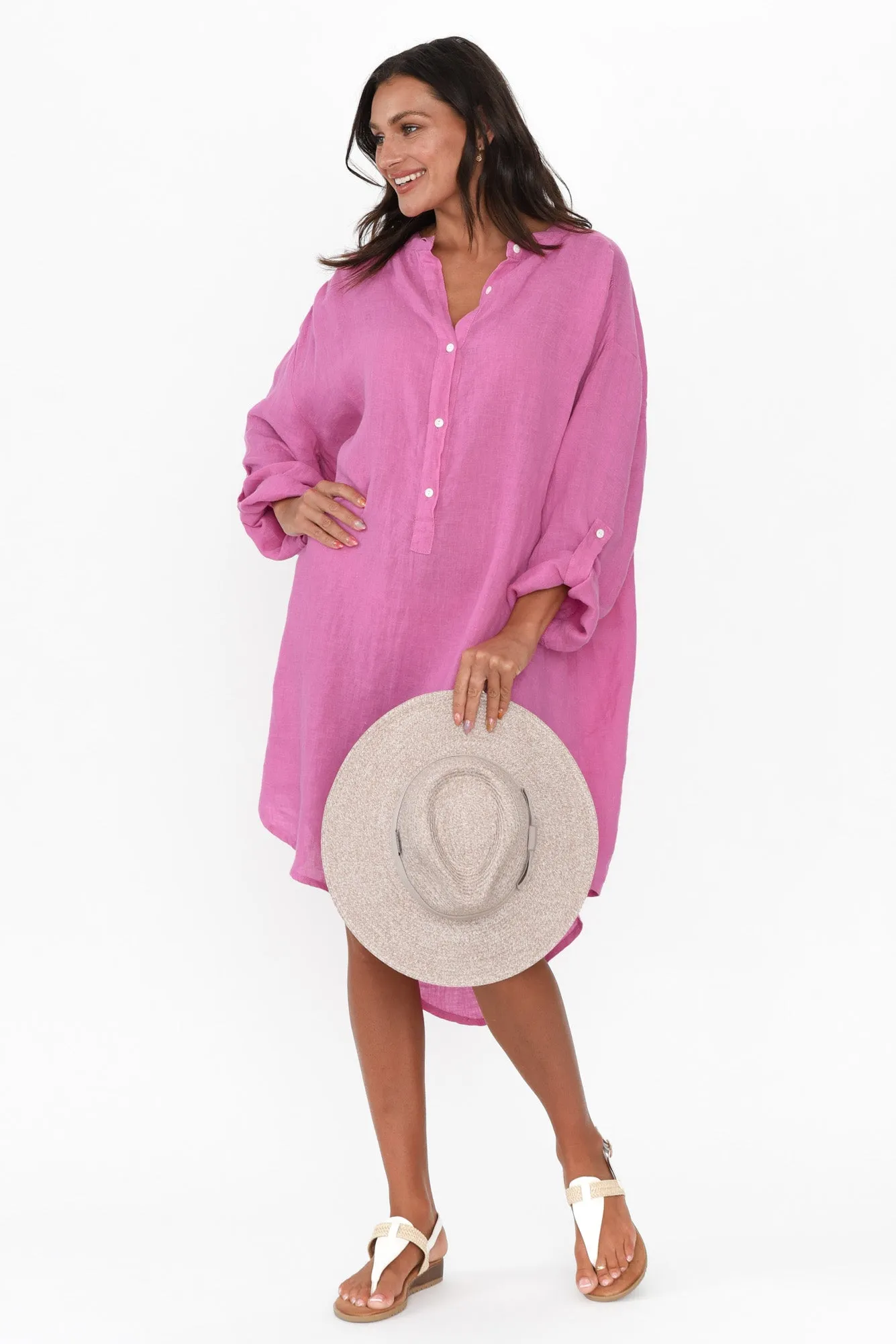 Mischa Pink Linen Shirt Dress sold by Blue Bungalow product image thumbnail 3